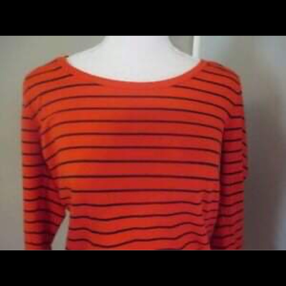 Joe Fresh Medium orange black striped shirt 🎃